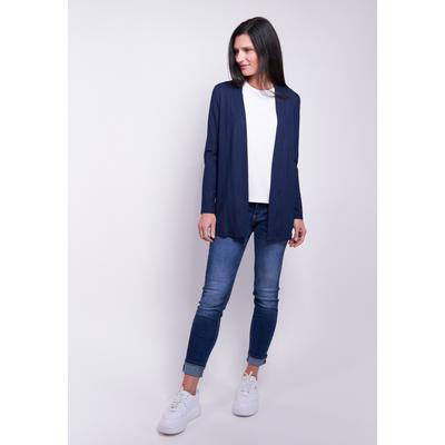 Kurzjacke SEIDEL MODEN, Damen, Gr. 42, blau (navy), Stoff, Obermaterial: 95% Viskose, 5% Elasthan, unifarben, casual, normal hüftbedeckend, Rundhals, Langarm abgesteppt, Jacken, ohne Verschluss, MADE IN GERMANY Image
