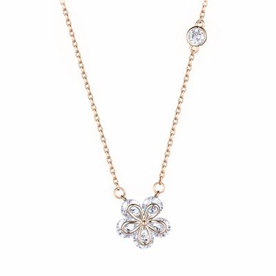 Silberkette "Flower", Damen, Gr. one size, Silber 925 (Sterlingsilber), rosa (rosegold), COLLEZIONE ALESSANDRO, Basic, Halsketten, aus 925 Sterling Silber Image