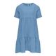 Minikleid KIDS ONLY "KOGTHYRA S/S LAYERED DRESS WVN" Gr. 146, N-Gr, blau (blissful blue) Mädchen Kleider Sommerkleider