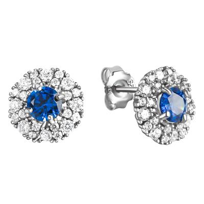 Paar Ohrstecker VIVANCE "925-Sterling Silber rhodiniert Zirkonia", weiß (weiß, blau), Ohrringe, Damen, ONE-SIZE, Silber 925 (Sterlingsilber) Image