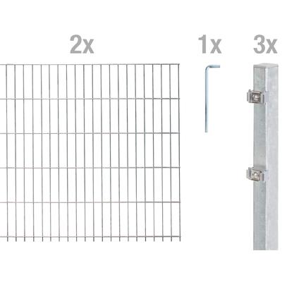 Doppelstabmattenzaun ALBERTS "Grundset", silber (silberfarben), H:100cm, Stahl, Zaunelemente, Höhe: 80-160 cm, Gesamtlän