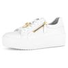 Plateausneaker GABOR, Damen, Gr. 39, weiß, Nappaleder, unifarben, sportlich, Schuhe, Freizeitschuh, Halbschuh, Schnürschuh mit modischem Schmuckelement