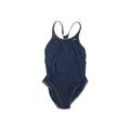 Nike One Piece Swimsuit: Blue Solid Swimwear - Women's Size 14