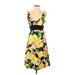 B. Smart Casual Dress - A-Line V-Neck Sleeveless: Yellow Print Dresses - Women's Size 4