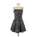 Express Casual Dress - A-Line Square Sleeveless: Black Snake Print Dresses - Women's Size 8 - Animal Print Wash