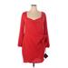 Ava & Viv Casual Dress - Mini V-Neck 3/4 sleeves: Red Print Dresses - New - Women's Size 2X-Large