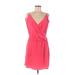 Amanda Uprichard Casual Dress - Mini Plunge Sleeveless: Pink Solid Dresses - New - Women's Size Medium