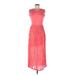 French Connection Cocktail Dress - A-Line Crew Neck Sleeveless: Pink Print Dresses - Women's Size 6