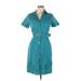 Apt. 9 Casual Dress - Shirtdress Collared Short sleeves: Teal Solid Dresses - Women's Size 10