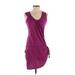 PrAna Casual Dress - Mini Scoop Neck Sleeveless: Purple Print Dresses - Women's Size X-Small