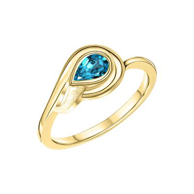 Fingerring VIVANCE "375/- Gelbgold glanz mit Blautopas" Fingerringe Gr. 052 (16,6), Gold, gelb (gelb + blau) Damen