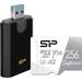 Silicon Power Combo SD/MMC and microSD Card Reader with 256GB Superior UHS-I microSDXC Me SPU3AT5REDEL300K