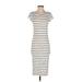 H&M Casual Dress - Bodycon Scoop Neck Short sleeves: Ivory Color Block Dresses - Women's Size Small