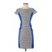 SB by Sachin And Babi Casual Dress - Bodycon Crew Neck Short sleeves: Blue Color Block Dresses - Women's Size 0