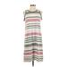 J.Jill Casual Dress - Shift: White Stripes Dresses - Women's Size Small Petite