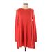 FP BEACH Casual Dress - Mini High Neck Long sleeves: Red Solid Dresses - Women's Size X-Small