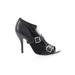 Saks Fifth Avenue Heels: Slip On Stiletto Cocktail Party Black Print Shoes - Women's Size 8 - Open Toe