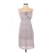 Pretty Pink Casual Dress - Slip dress: Gray Floral Dresses - Women's Size Small