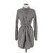 Sanctuary Casual Dress - Shirtdress High Neck Long sleeves: Gray Print Dresses - Women's Size Medium