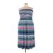 Lane Bryant Casual Dress - Midi Strapless Sleeveless: Blue Stripes Dresses - Women's Size 18 Plus