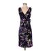 American Living Casual Dress - Party Plunge Sleeveless: Purple Print Dresses - Women's Size 2