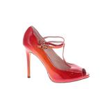 Vince Camuto Heels: Pumps Stiletto Cocktail Party Red Solid Shoes - Women's Size 9 - Peep Toe