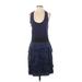 BCBGMAXAZRIA Casual Dress - Party Scoop Neck Sleeveless: Blue Print Dresses - Women's Size Medium