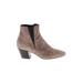 AQUATALIA Ankle Boots: Chelsea Boots Chunky Heel Casual Brown Print Shoes - Women's Size 6 1/2 - Almond Toe