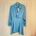 Zara Dresses | Blue Silk Mini Dress With Crystal Buttons | Color: Blue | Size: M