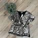 Anthropologie Tops | Anthropologie Vanessa Virginia Silver Sequin V Neck Top Size Xs Nwt | Color: Black/Silver | Size: Xs