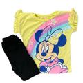 Disney Matching Sets | Disney Junior Minnie Mouse Rainbow & Stars 2-Piece Leggings Matching Set 4t | Color: Black/Yellow | Size: 4tg