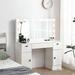 Vanity Table with Lighted Mirror, Vanity Desk with 3 Drawers and Storage Cabinet,White