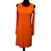 Michael Kors Dresses | Michael Kors Cold Shoulder Dress Orange Round Neck Slip-On Long Sleeve | Color: Orange | Size: Xs