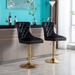 Set of 2 Adjustable Counter Height Swivel Bar Stools,Velvet Upholstered Stool with Tufted High Back,Ring Pull