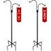 Outdoor Shepherds Hooks Heavy Duty Garden Pole for Hanging Bird Feeder, Plant Baskets, Solar Light Lanterns, with 5 Base Prongs