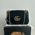 Gucci Bags | Gucci Medium Gg Marmont Matelass Velvet Shoulder Bag | Color: Black/Gold | Size: Os