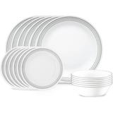 18-Piece Service for 6 Dinnerware Set - Dinnerware Set + Dinner Plates, Gray