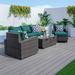 Direct Wicker 5 - Person Outdoor Seating Group w/ Cushions Synthetic Wicker/All - Weather Wicker/Wicker/Rattan in Brown | Wayfair