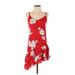 Slate & Willow Casual Dress - A-Line V-Neck Sleeveless: Red Floral Dresses - Women's Size Small