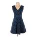 Plenty By Tracy Reese Casual Dress - Party V-Neck Sleeveless: Blue Dresses - Women's Size 2