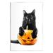 Stupell Industries Az-647-Wood Cat & Jack-o-Lantern On Canvas by Annalisa Latella Print Canvas in Black | 15 H x 10 W x 0.5 D in | Wayfair