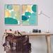 Stupell Industries Abstract Green Geometric 2 Pieces Wood in Brown/Green | 30 H x 48 W in | Wayfair a2-632_gff_2pc_24x30