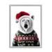 Stupell Industries Az-634-Framed Bear In Holiday Sweater On Wood Print Wood in Brown/Green | 30 H x 24 W x 1.5 D in | Wayfair az-634_gff_24x30