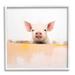 Stupell Industries Az-100-Framed Modern Pig Peeking Wood in Brown | 17 H x 17 W x 1.5 D in | Wayfair az-100_wfr_17x17