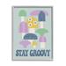 Stupell Industries Bb-082-Framed Stay Groovy Botanicals Framed On Wood by Lil' Rue Print Wood in Blue/Brown/Green | 14 H x 11 W x 1.5 D in | Wayfair