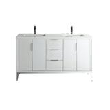 Orren Ellis Brooksby 60" Double Bathroom Vanity Set Wood/Quartz Top in White | 34 H x 60 W x 22 D in | Wayfair 9E198D0F431343A6BA56ADEA8B2D782D