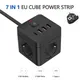 Multiprise UE 7 en 1 protection contre les surtensions 3 prises secteur 3 USB 1 Type-C station