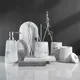 Nordic Sandstone Bathroom Accessories Set Marble Toothbrush Cup Soap Box Shampoo Dispenser Cotton