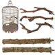 Bird Perches For Cage 4/5PCS Natural Wooden Parrots Cage Perch Toys Parrot Stand Cage Accessories