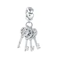 925 Sterling Silver Key Love Hollow Diamond Silver Pendant Charm Fit Original Pandora Charms